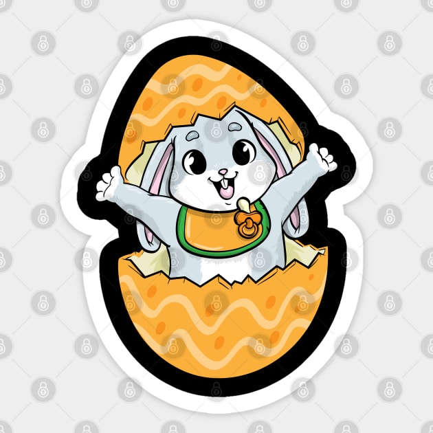 Baby rabbit with Pacifier Bib and Egg Sticker by Markus Schnabel